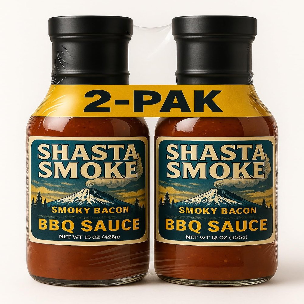 Shasta Smoke Smoky Bacon BBQ Sauce Gourmet Premium 2-Pack (15oz Bottles)