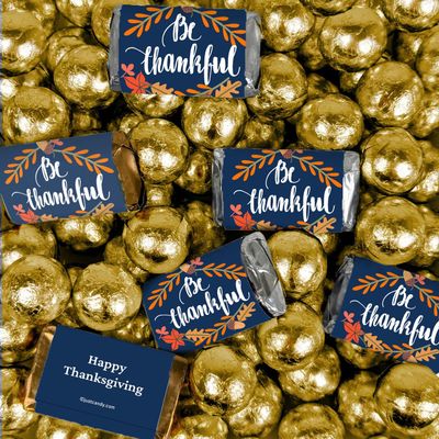 102 Pcs Fall Be Thankful Wrapped Assorted Miniatures and Milk Chocolate Gold Foil Balls (1.62lb)
