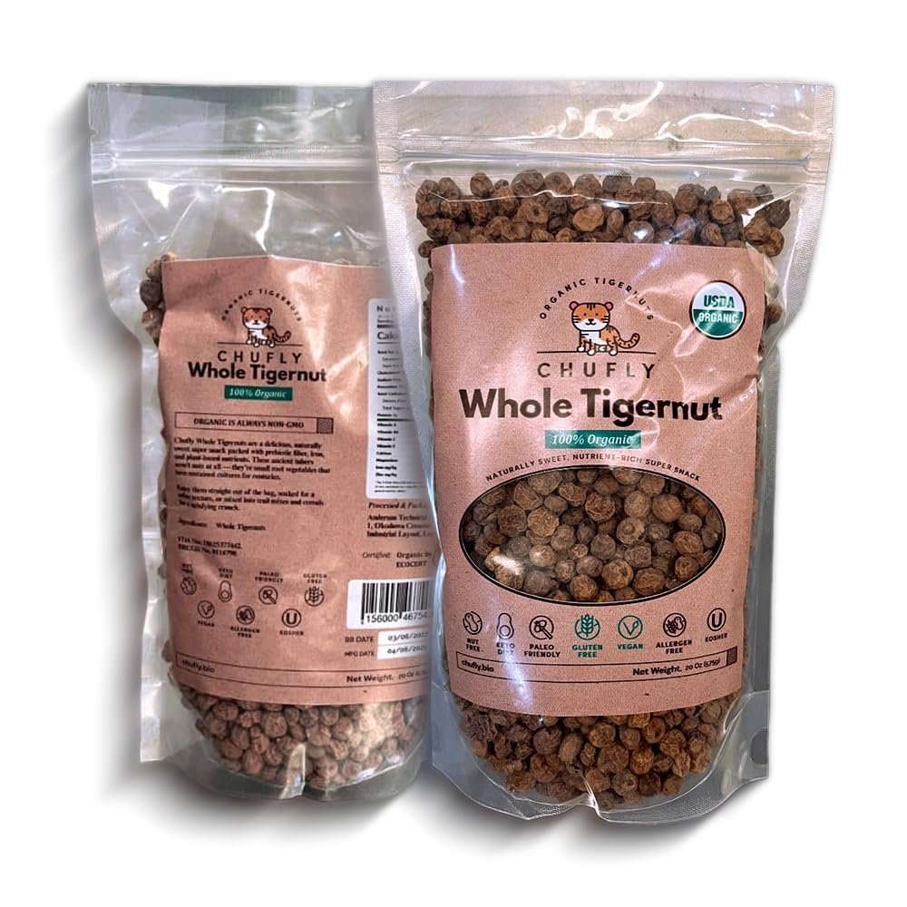 Chufly Tiger Nuts Organic Raw (Chufa Nuts), 20 oz | Nut-Free Superfood Snack | Allergen-Free, Kosher, Vegan, Gluten Free, Non-GMO, Keto & Paleo Friendly | Prebiotic Fiber and Low-Calorie Snack