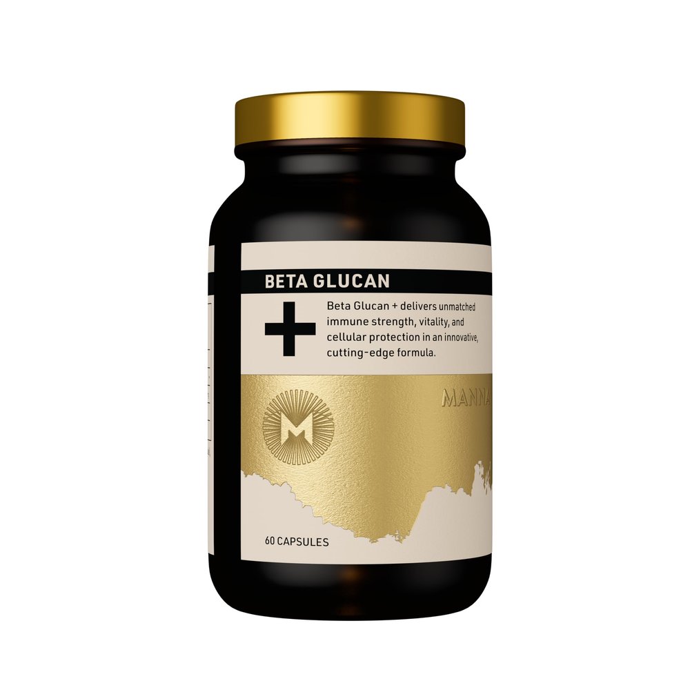 Manna Beta Glucan+ Capsules | 1000mg Beta Glucan Complex | Reishi Mushroom & Oats | Supplement for Immune Support, Heart Health, Cellular Renewal & Antioxidant Protection | 60 Count