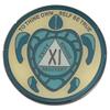 11 Year AA, Recovery Sea Turtle Medallion, Sobriety Token, Blue and Gold view 1