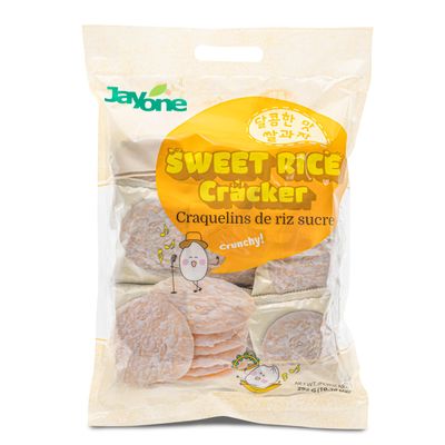 Jayone Sweet Baked Rice Crackers, Oven-Baked Not Fried, Thin and Crispy Texture with Gentle Sweetness, Individually Packed Family Pack, 10.3 oz