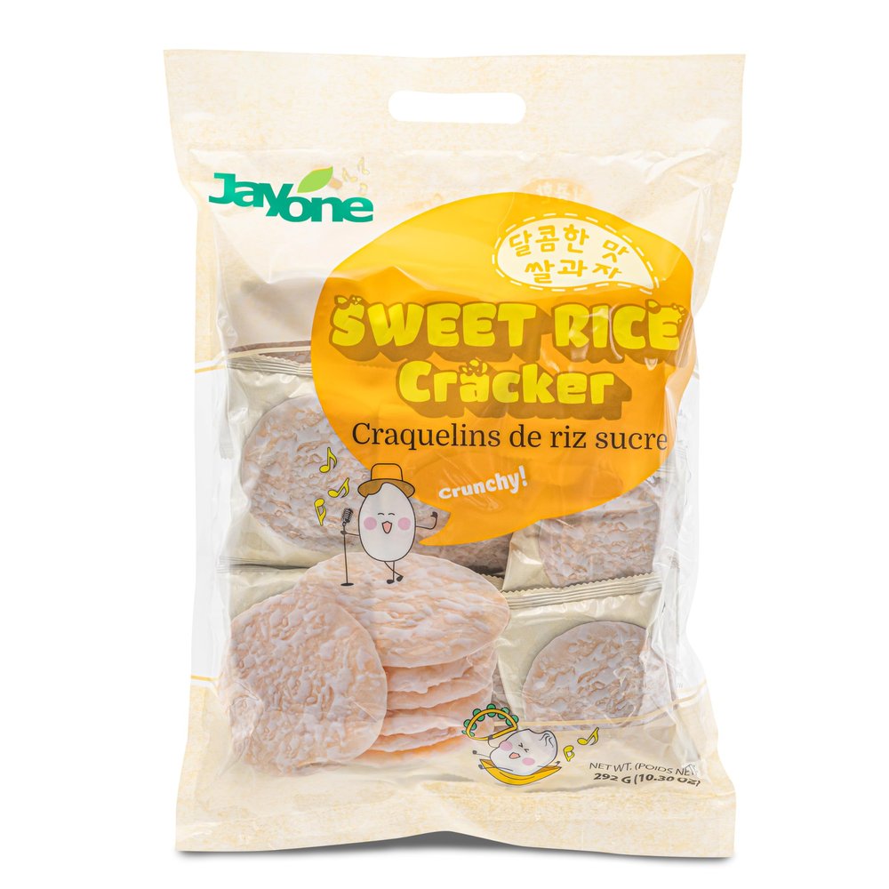 Jayone Sweet Baked Rice Crackers, Oven-Baked Not Fried, Thin and Crispy Texture with Gentle Sweetness, Individually Packed Family Pack, 10.3 oz