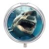 Shark Mouth Pill Box 3 Compartment Waterproof Pill Case with Mirror Portable for Purse Pocket Daily Medicine Vitamin Organizer Travel Med Container Holder for Fish Oil Supplements view 1