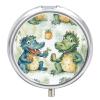 Crocodile Friends Pill Box 3 Compartment Waterproof Pill Case with Mirror Portable for Purse Pocket Daily Medicine Vitamin Organizer Travel Med Container Holder for Fish Oil Supplements view 1