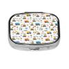 Purse Pill Container Slim Vitamin Organizer Credit-Card Sized Womens Daily Essential, Cute Construction Bulldozer Excavator view 1