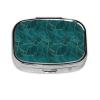 Square Pill Case 2-Compartment Medicine Organizer Portable Tablet Holder Travel Gym Office Use, Gold Glitter Watercolor Ink Splash Paint Teal Green Marble view 1