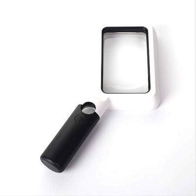 108X63mm Large Area Handheld Magnifying Glass with Rectangular Magnifier and 1 Light and COB Light Acrylic Lens