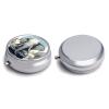 Car Elephant Metal Pill Organizer, 3 Compartment Waterproof Pill Case with Mirror for Purse Pocket Bag, Daily Medicine Vitamin Holder, Portable Travel Med Container(Round) view 3