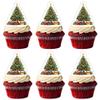 50 PCS Edible Christmas Tree Cupcake Toppers Green Xmas Cupcake Picks Wafer Paper Merry Christmas Party Decorations for Edible Xmas Theme Baby Shower Birthday Party Cake Decorations Supplies view 1