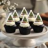 50 PCS Edible Christmas Tree Cupcake Toppers Green Xmas Cupcake Picks Wafer Paper Merry Christmas Party Decorations for Edible Xmas Theme Baby Shower Birthday Party Cake Decorations Supplies view 4