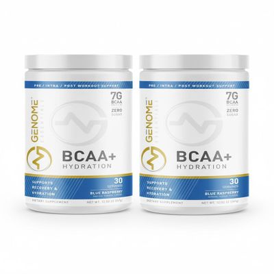 BCAA Powder + HYDRATION Electrolyte Formula | 7G BCAA, 2.5G Electrolytes per Serving | Muscle Recovery & Support | Non-GMO, Gluten Free, Keto Friendly, Zero Sugar | Natural Flavor | 30 Servings | 2pk