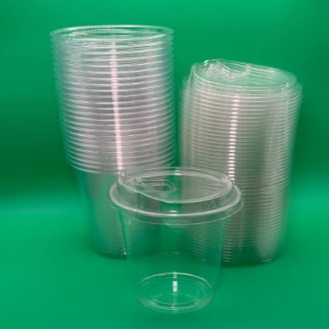 100 Count, Disposable Cold Pet Cups with Sip Lids, Clear Plastic, 16 Ounce, for To-go Drinks