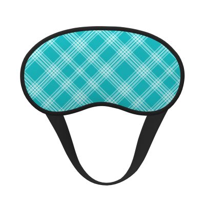 Eye Sleep Masks for Women Men - Elastic Band Blackout Teal White Plaid Print Travel Eye Masks for Sleep Airplane, Comfy Night Sleeping Mask Cover for Nap and Party Games