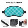 Eye Sleep Masks for Women Men - Elastic Band Blackout Teal White Plaid Print Travel Eye Masks for Sleep Airplane, Comfy Night Sleeping Mask Cover for Nap and Party Games view 3