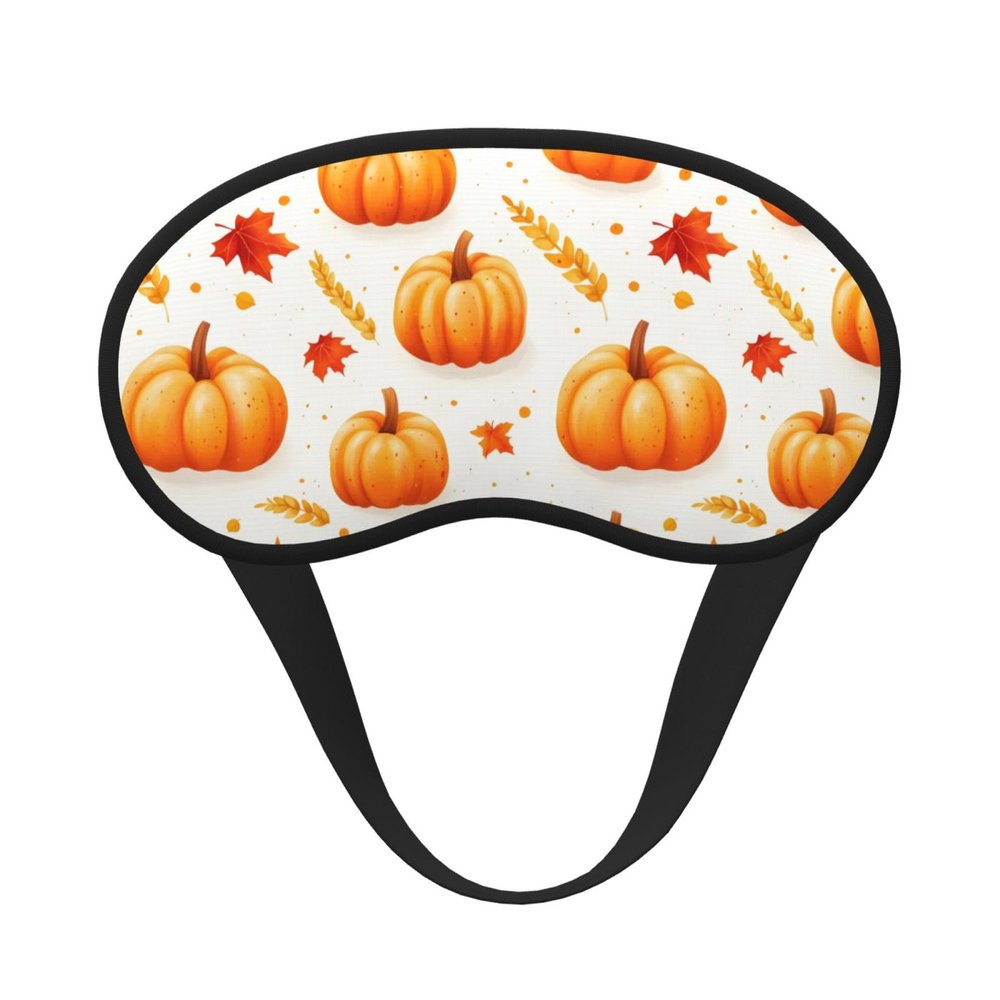 Eye Sleep Masks for Women Men - Elastic Band Blackout Pumpkin Maple Wheat Print Travel Eye Masks for Sleep Airplane, Comfy Night Sleeping Mask Cover for Nap and Party Games