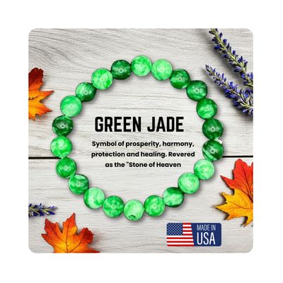 AKDNZ Jade Bracelet for Women & Men - Natural Green Jade Bracelet with 8mm Round Beads, Handmade Adjustable Healing Crystal Jewelry for Spiritual Balance, Luck, Wealth & Protection, Gift for Christmas