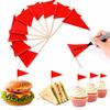 100 PCS Red Triangular Flag Toothpicks - CARGEN Writable Mini Marking Flags for Hamburgers, Fruit Tarts and Cupcakes, Decorative Picks for Wedding, Buffet, Tea Party and Dinner view 1