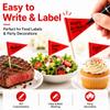 100 PCS Red Triangular Flag Toothpicks - CARGEN Writable Mini Marking Flags for Hamburgers, Fruit Tarts and Cupcakes, Decorative Picks for Wedding, Buffet, Tea Party and Dinner view 4