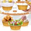 Baderke 50 Pcs Gold Party Cup Bowls, 23 oz Disposable Plastic Bowls for Cold and Hot Food, Snacks, Salads and Desserts for Graduation Party Supplies, Birthday, Holiday Event view 2
