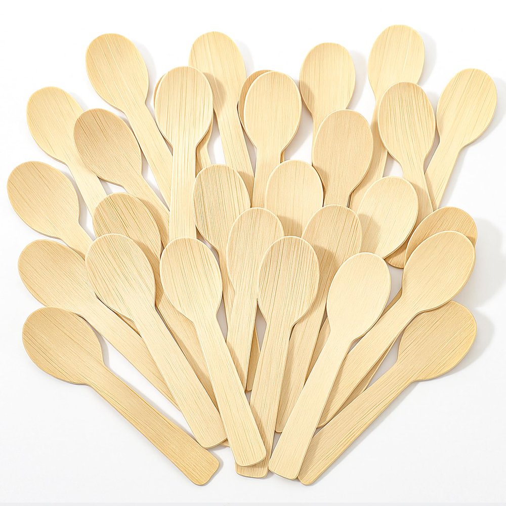 200 Pcs 3.54 Inch Mini Bamboo Spoons, Bamboo Utensils Disposable, Disposable Compostable Spoons, Bamboos Soup Spoon, Renewable, Natural
