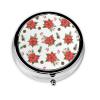Mini Pill Organizer, Poinsettia Flowers Seamless Background Round Compact Dispenser, Portable Holder for Fish Oil, Travel Pill Box Purse Use for Students view 1