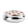 Mini Pill Organizer, Poinsettia Flowers Seamless Background Round Compact Dispenser, Portable Holder for Fish Oil, Travel Pill Box Purse Use for Students view 3