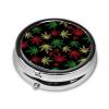 Purse Pill Case, Rasta Weedleaf Leaves Mini Round Holder, Portable Organizer for Medicine, Travel Pill Box Pocket Carry for Seniors view 2