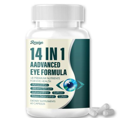 14-in-1 Advanced Eye Formula - Eye Vitamin and Mineral Supplement with Zinc- Astaxanthin - Lutein - Zeaxanthin & Saffron Extract - 60 Capsules (1)