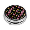 Travel Pill Case, Alien Donut Pot Leaf Weedleaf Pizza Black Round Waterproof Organizer, Small Holder for Fish Oil, Portable Pill Box Purse Use for Daily Walks view 2