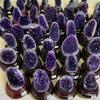 UNYQBFKM Natural Amethyst Geode Amethyst Clusters Quartz Crystal Geode with Base for Wealth, Feng Shui, Home Office Decor, Meditation, and Positive Energy, Healing Crystal,200g view 3