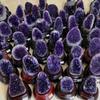 UNYQBFKM Natural Amethyst Geode Amethyst Clusters Quartz Crystal Geode with Base for Wealth, Feng Shui, Home Office Decor, Meditation, and Positive Energy, Healing Crystal,200g view 4