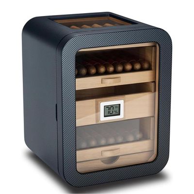 110 Cigars Capacity Cigar Humidors, Cedar Wood Cigar Humidor Cabinet, 4 Layer, with Transparent Skylight and Digital Hygrometer, for Cigar Lovers