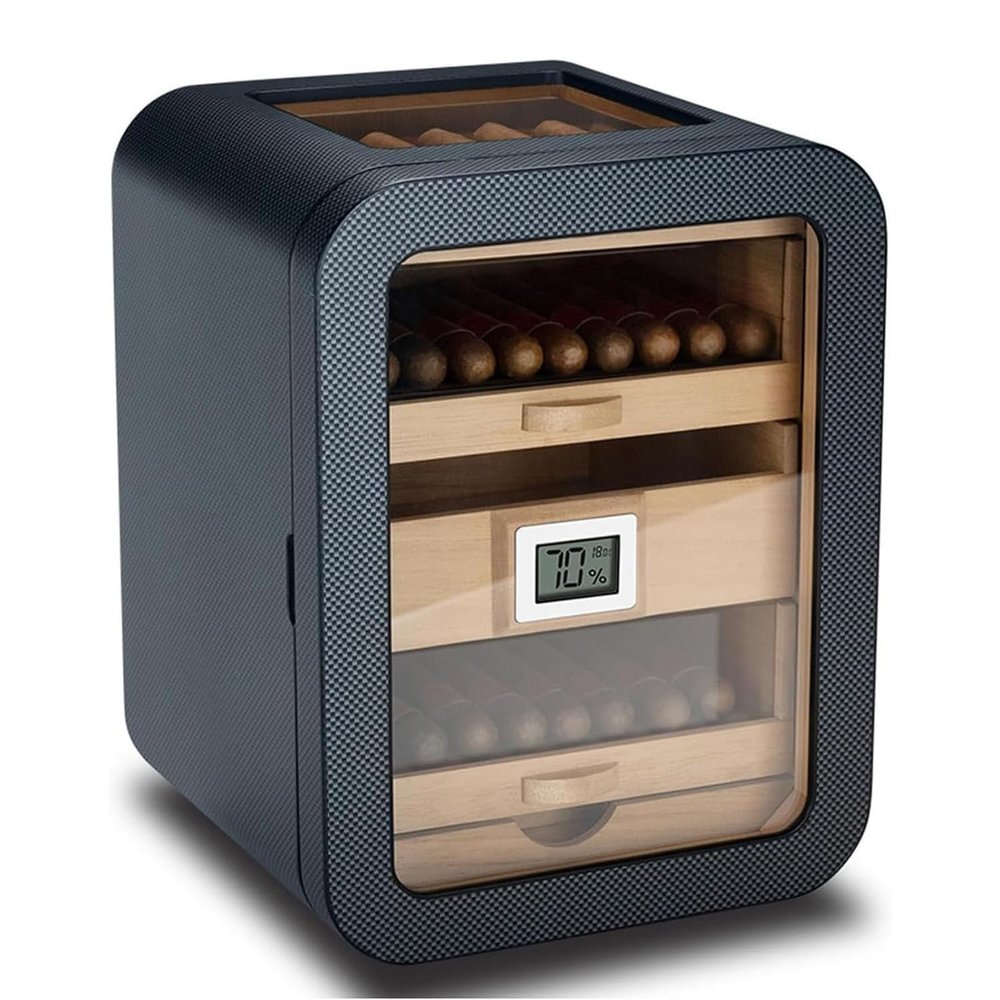 110 Cigars Capacity Cigar Humidors, Cedar Wood Cigar Humidor Cabinet, 4 Layer, with Transparent Skylight and Digital Hygrometer, for Cigar Lovers