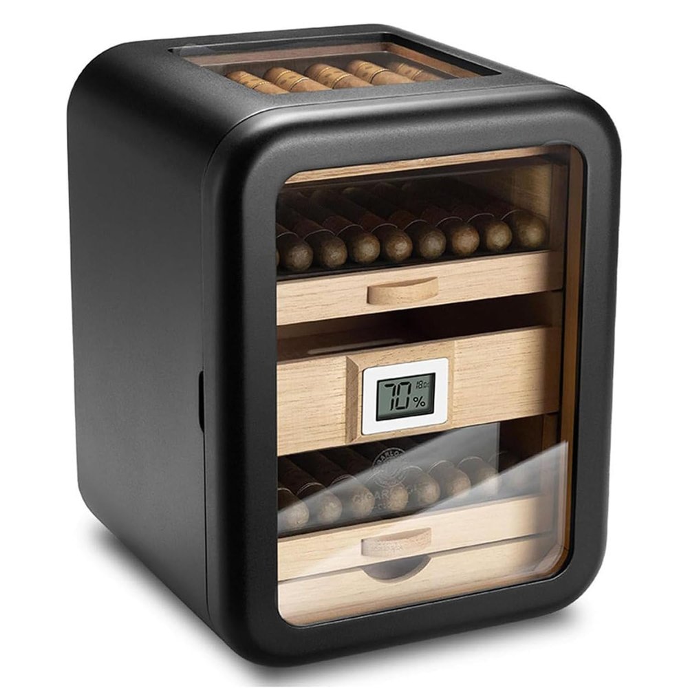 110 Cigars Capacity Cigar Humidors, Cedar Wood Cigar Humidor Cabinet, 4 Layer, with Transparent Skylight and Digital Hygrometer, for Cigar Lovers