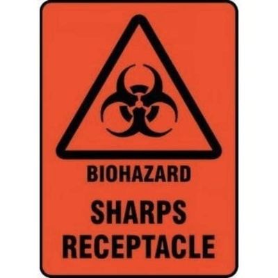 SAFETY SIGN BIOHAZARD SHARPS, Mfr: MBHZ520XT-A