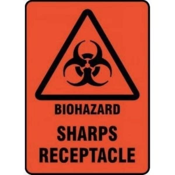 SAFETY SIGN BIOHAZARD SHARPS, Mfr: MBHZ520XT-A