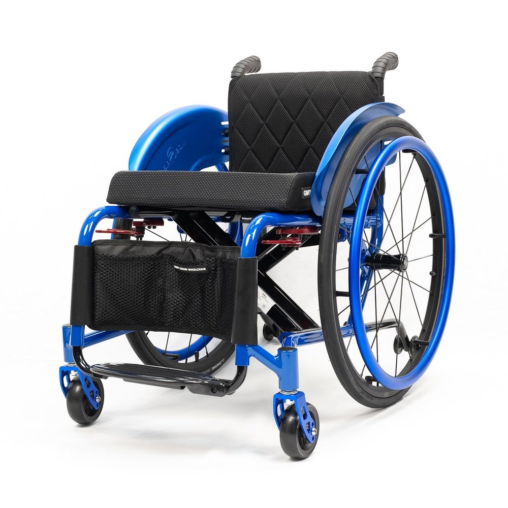 Lightweight All-Terrain Folding Wheelchair Self-Propelled Aluminum Alloy Sport Transport Adjustable Footrest Double 24Rear Wheels Brake for Adults(Blue2,Seat Width 42cm/16.5in)