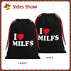 NUSDB I Love Hot Milfs Christmas Gift Bags, Santa Wrapping Bags, Xmas Presents Bag With Drawstring, Holiday Party Favors Birthday & Christmas Gift (Large Medium Small) view 2