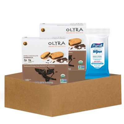 Dark Chocolate Biscuits 2x Biscuit Brkst Dark Chocol, 5.3 OZ. Bundle with Hand Sanitizing Wipes Protein-Packed, Fiber-Rich, and Made with Ancient Grains for a Nutritious Start Gift Set (3 Items)