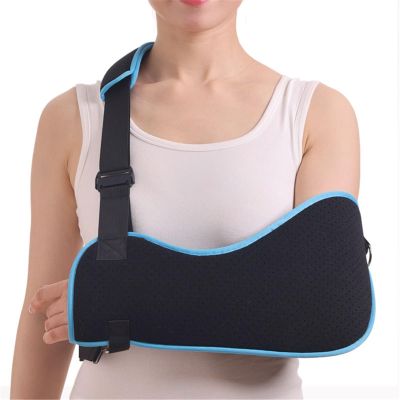 WAGJIA Adjustable Arm Sling Shoulder Immobilizer with Thumb Holder, Breathable Sling for Shoulder Injury Rotator Cuff Tears, Fractures, Dislocations & Post-Surgical Recovery(Black+Composite Fabric)