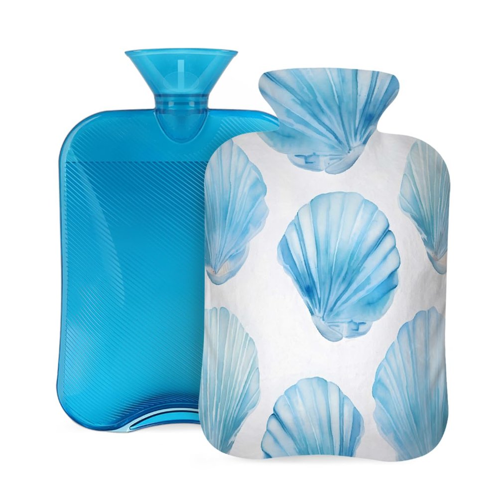 Hot Water Bottle with Cover, 2L Hot Water Bag for Pain Relief Hand Feet Warmer(Blue Shell)