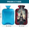 Hot Water Bottle with Cover, 2L Hot Water Bag for Pain Relief Hand Feet Warmer(Romantic Rose Paris Tower) view 2