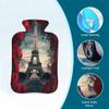 Hot Water Bottle with Cover, 2L Hot Water Bag for Pain Relief Hand Feet Warmer(Romantic Rose Paris Tower) view 3