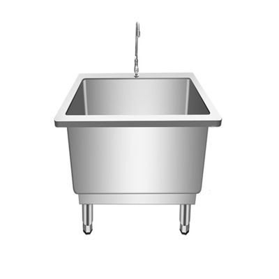 Indoor Outdoor Floor Mop Sink,Utility Tub Mop Bucket Laundry Room Slop Sink,Stainless Steel Mop Service Basin-50x50x50cm/19.6x19.6x19.6in