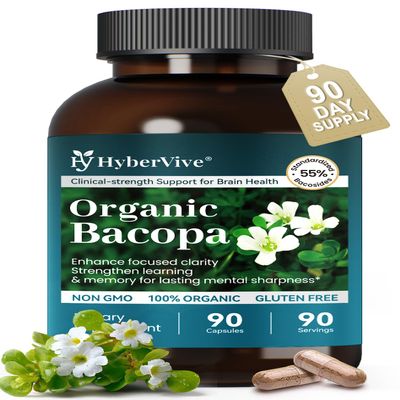Organic Bacopa Monnieri Supplement 300 mg, Standardized to 55% Bacosides