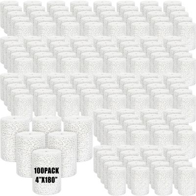 Preboun 100 Pack Plaster Cloth Gauze Bandages Roll Bulk - Plaster Strips for School Classroom Craft Art Projects Paper Mache Belly Cast and Body Casts Mask Making (4 Inch X 180 Inch)