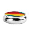 Abstract Gradient Red Yellow Teal Blue Hues Round Pill Case, Portable Pill Box for Pocket Metal Medicine Vitamin Organizer 3 Compartment Three Times A Day view 2