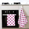 SMBOE Pink White Polka Dots Waffle Kitchen Towel Dish Towel Kitchen Hand Towels Tea Towels 16X26 Inch view 4