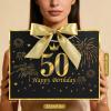 YoungTree Black Gold 50th Birthday Gift Bag with Tissue Papers and Greeting Card Ribbon, Foil Stamping 50 Year Old Birthday Gifts, Elegant Present Bags for 50th Birthday Party Decorations Supplies view 4